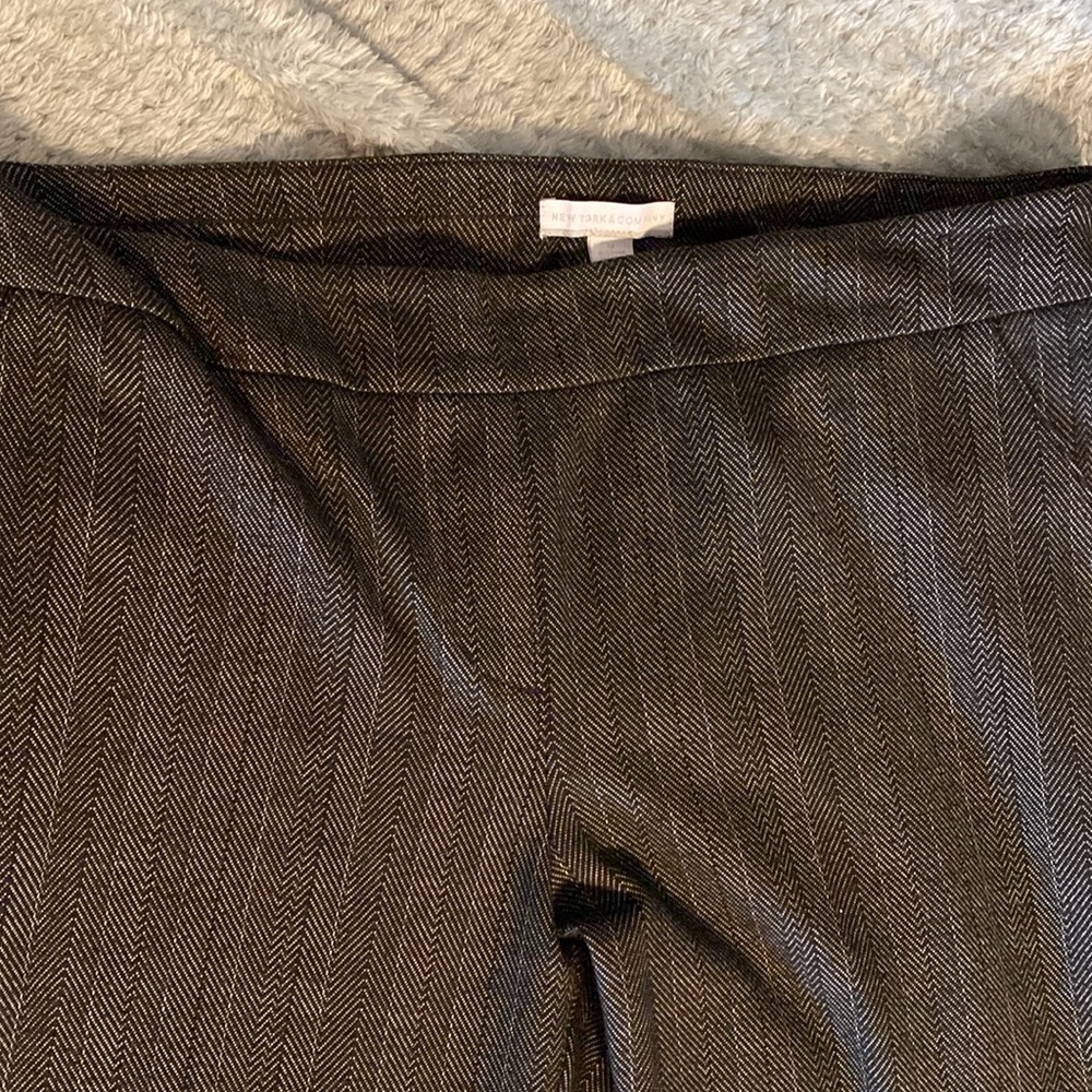 New York & Company medium size black striped design pull on pants, bootcut. - Picture 2 of 5